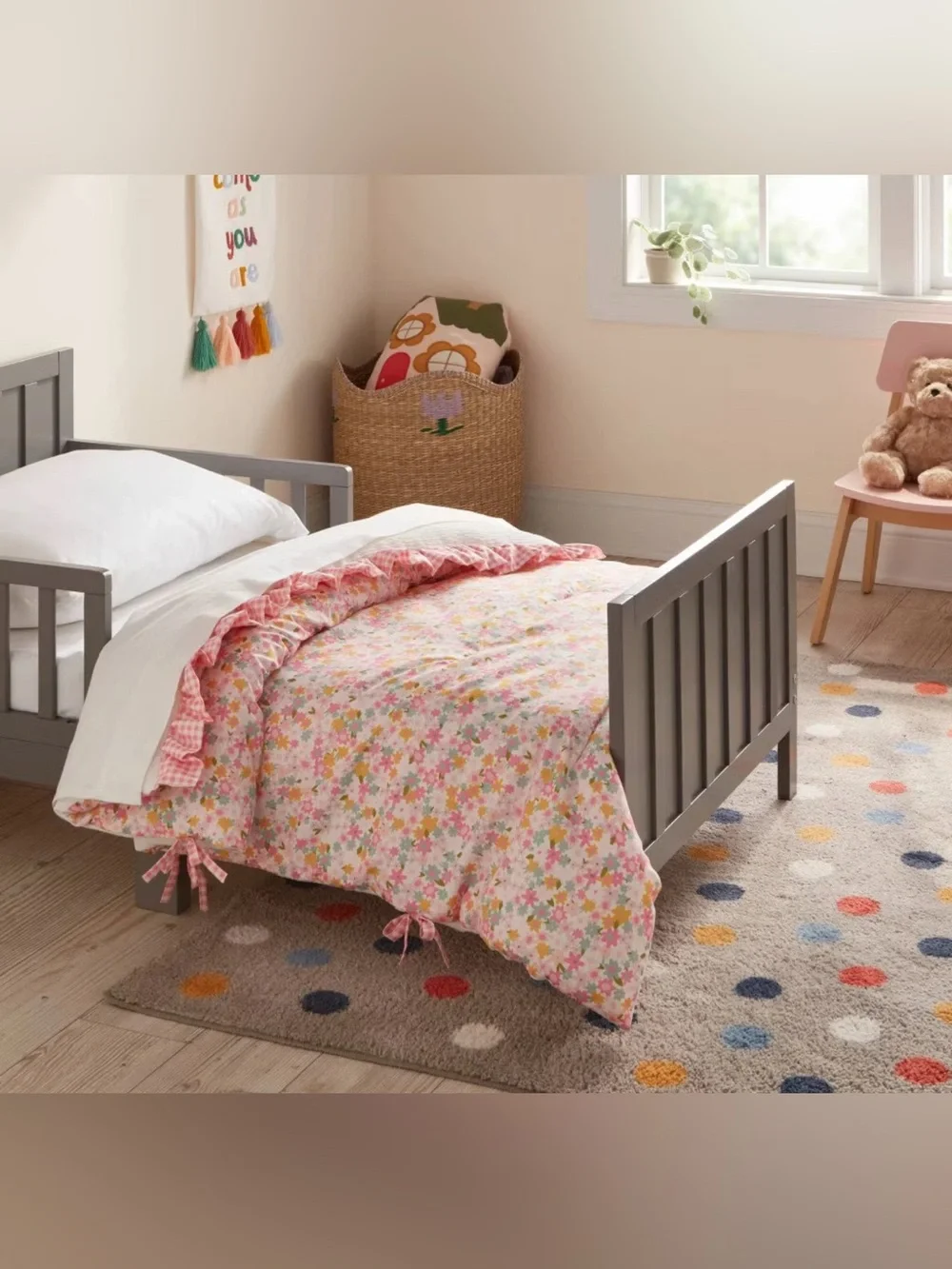 New Toddler Crinkle Bow Gingham Floral Kids' Comforter
